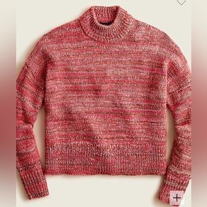 J Crew Space Dyed Mockneck Sweater in Raspberry Spacedye